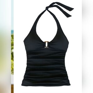 NWT Helen Jon Tortoise Tankini Top In Black Size XL